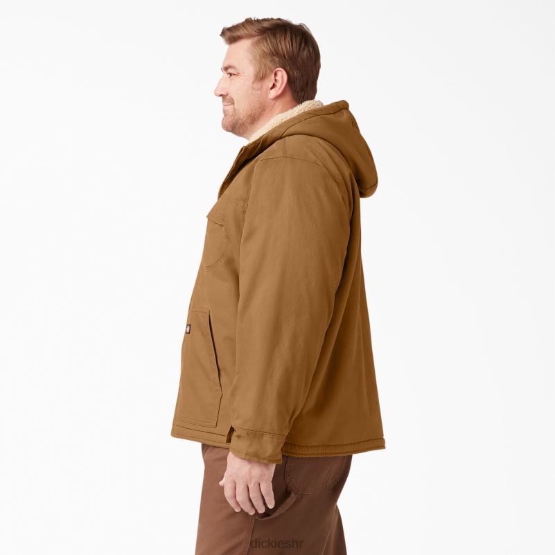 patka jakna s kapuljačom s visokom florom i podstavom od flisa muškarci Dickies isprana smeđa patka (rbd) 6BPL61066 odjeća