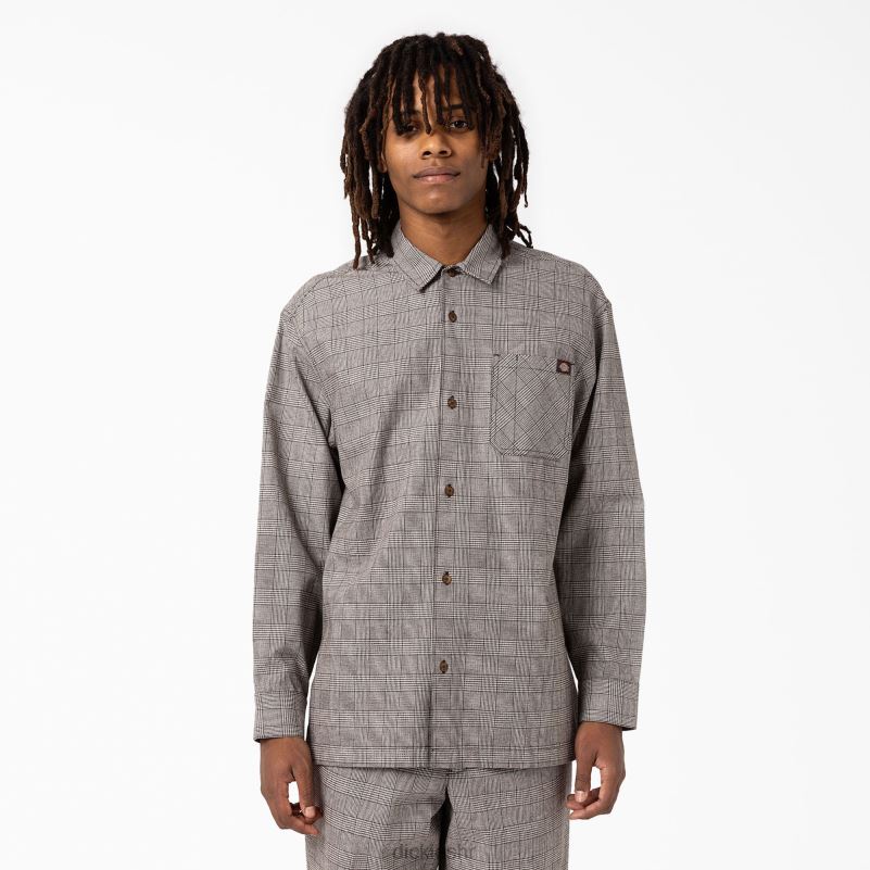 bakerhill majica dugih rukava muškarci Dickies smeđi karirani (bp3) 6BPL6941 odjeća
