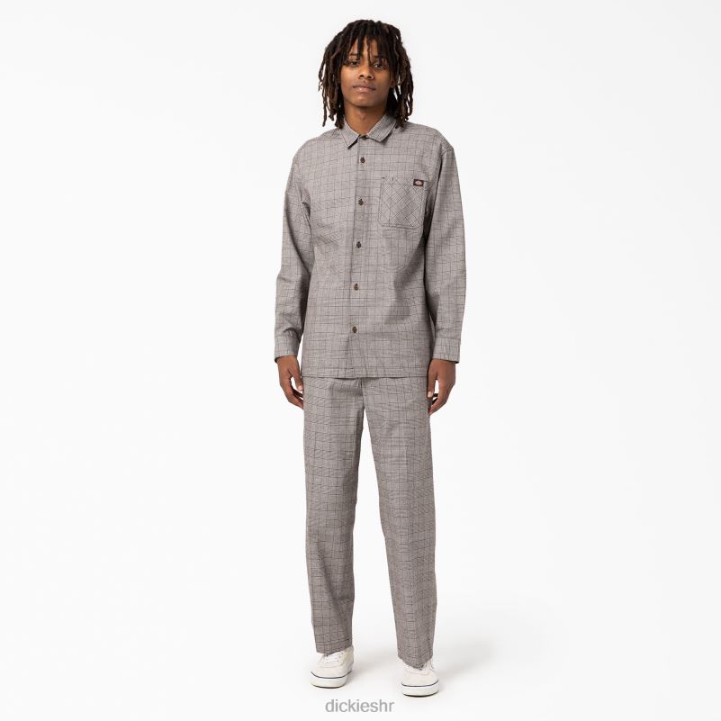 bakerhill majica dugih rukava muškarci Dickies smeđi karirani (bp3) 6BPL6941 odjeća