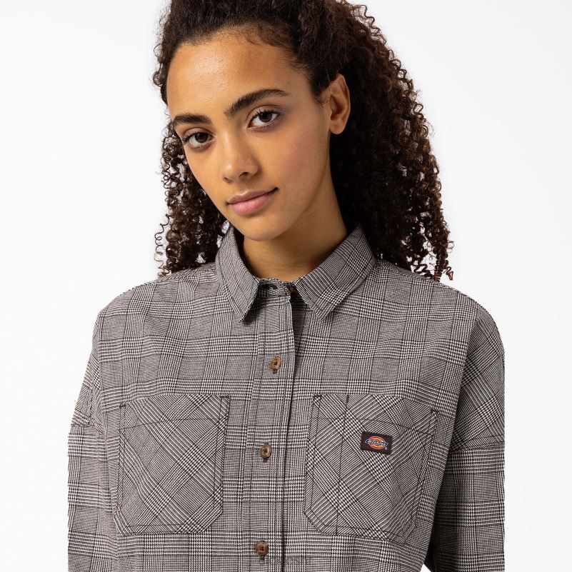bakerhill prevelika košulja žene Dickies smeđi karirani (bp3) 6BPL62102 odjeća