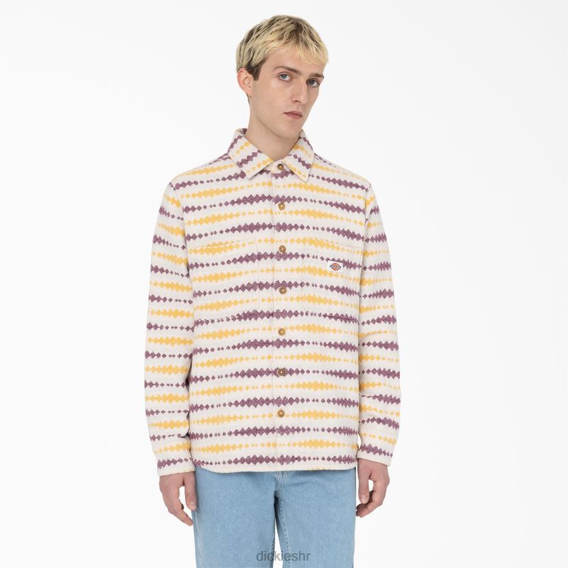 falkville majica dugih rukava muškarci Dickies ekru/grožđe (egd) 6BPL6940 odjeća