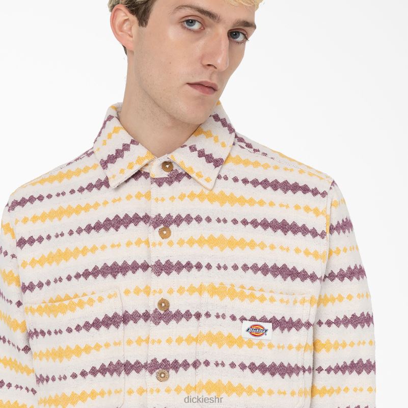 falkville majica dugih rukava muškarci Dickies ekru/grožđe (egd) 6BPL6940 odjeća