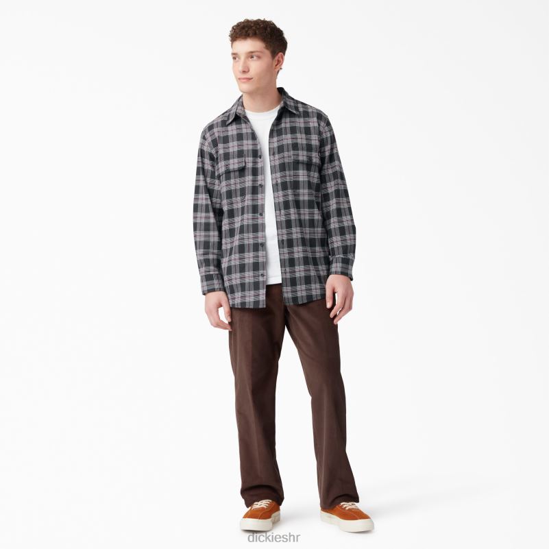 flanelska košulja dugih rukava muškarci Dickies vino/crni karirani (bpe) 6BPL6780 odjeća