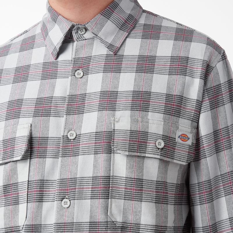 flanelska košulja dugih rukava muškarci Dickies vrhunski sivi karirani (upr) 6BPL6782 odjeća