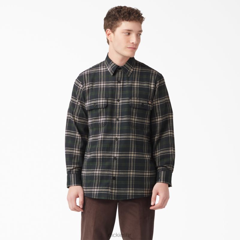 flanelska košulja dugih rukava muškarci Dickies zeleno/crno karirano (npg) 6BPL6781 odjeća