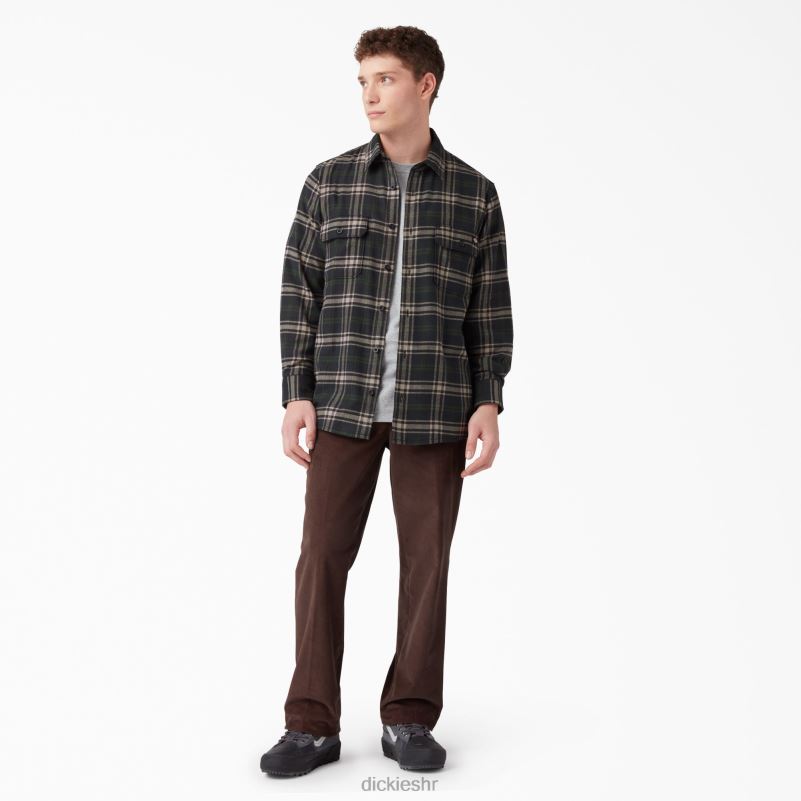 flanelska košulja dugih rukava muškarci Dickies zeleno/crno karirano (npg) 6BPL6781 odjeća