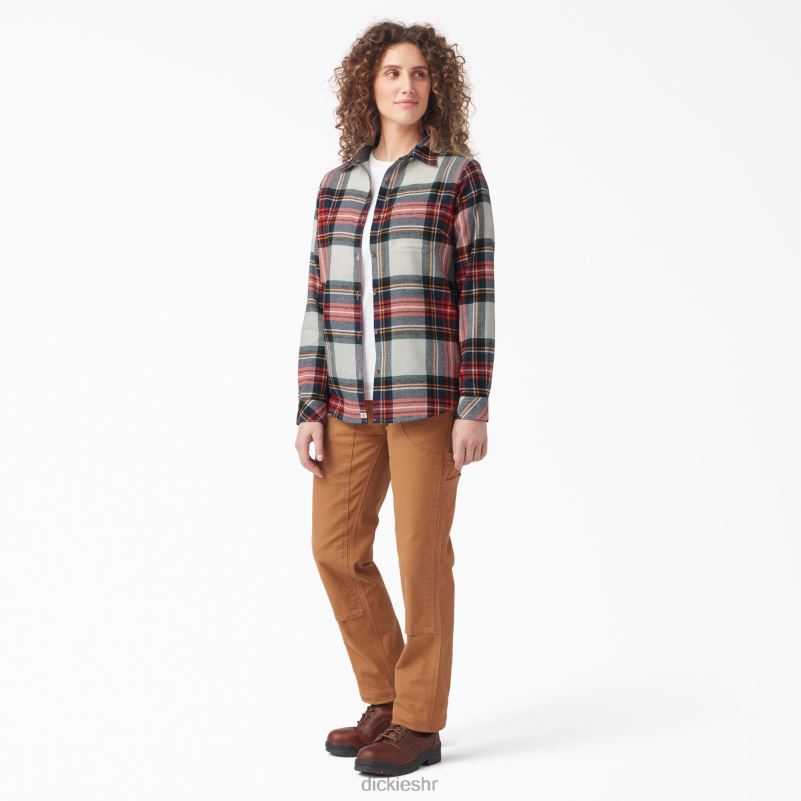 karirana flanelska košulja dugih rukava žene Dickies rastopljena lava planinski plaid (b1l) 6BPL62206 odjeća