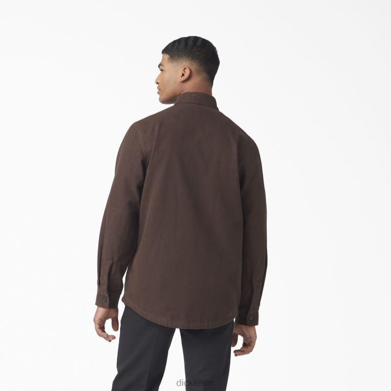 patka košulja s flanelskom postavom dugih rukava muškarci Dickies čokoladno smeđa (cb) 6BPL6863 odjeća