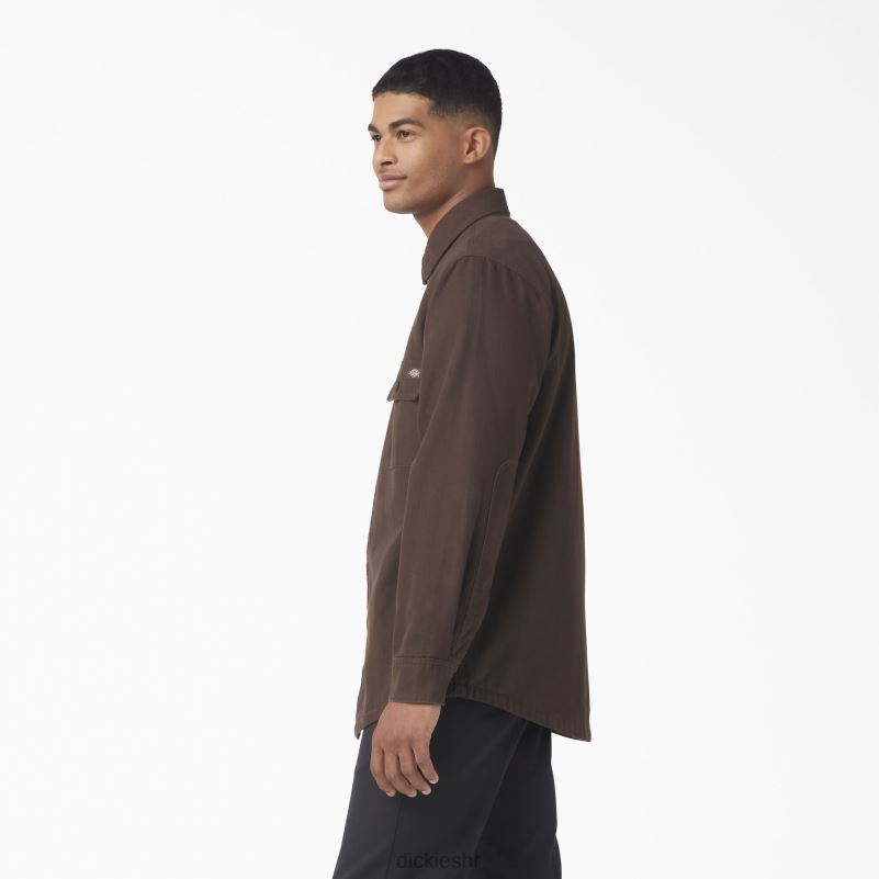 patka košulja s flanelskom postavom dugih rukava muškarci Dickies čokoladno smeđa (cb) 6BPL6863 odjeća