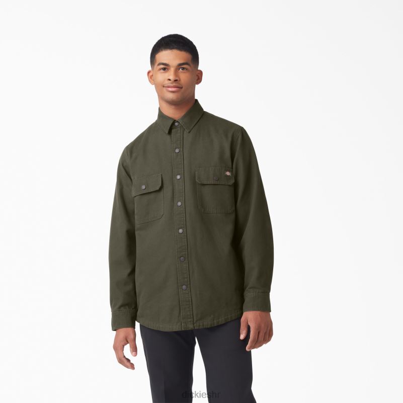 patka košulja s flanelskom postavom dugih rukava muškarci Dickies vojno zelena (ml) 6BPL6865 odjeća