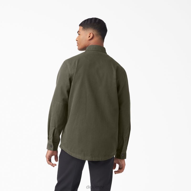 patka košulja s flanelskom postavom dugih rukava muškarci Dickies vojno zelena (ml) 6BPL6865 odjeća