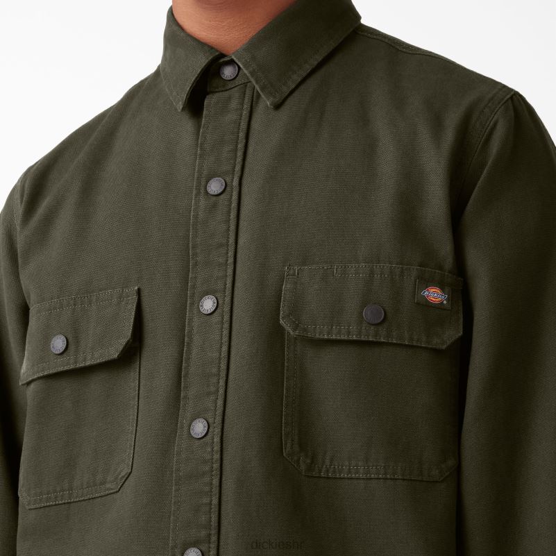 patka košulja s flanelskom postavom dugih rukava muškarci Dickies vojno zelena (ml) 6BPL6865 odjeća