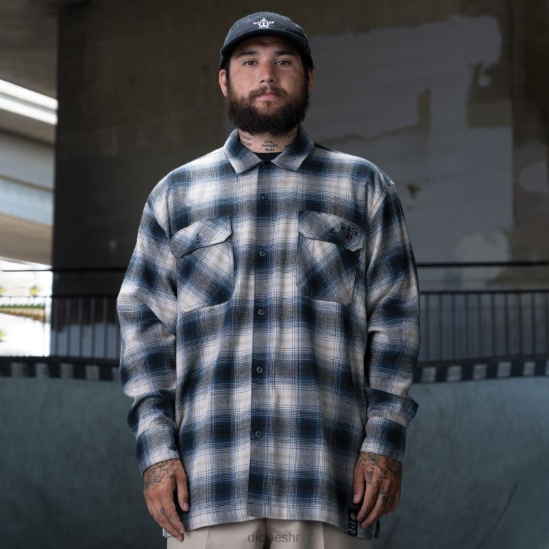 ronnie sandoval brušena flanelska košulja muškarci Dickies plavi ombre karirani (ol2) 6BPL6730 odjeća