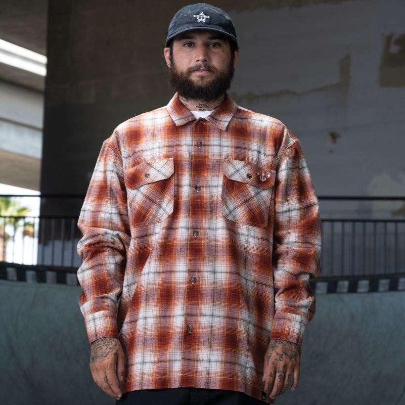 ronnie sandoval brušena flanelska košulja muškarci Dickies spaljeno ombre karirano (ob2) 6BPL6729 odjeća