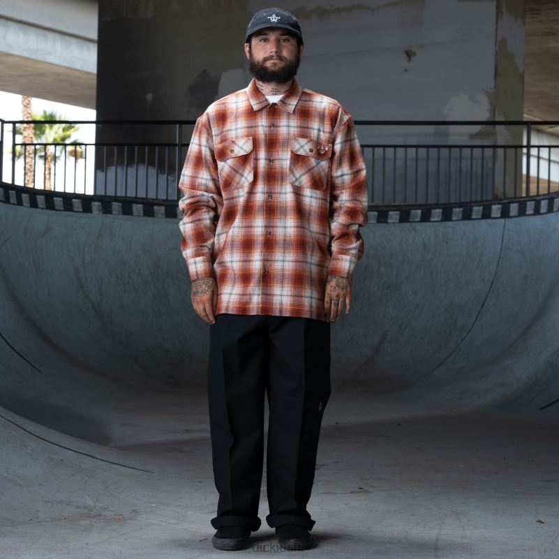 ronnie sandoval brušena flanelska košulja muškarci Dickies spaljeno ombre karirano (ob2) 6BPL6729 odjeća