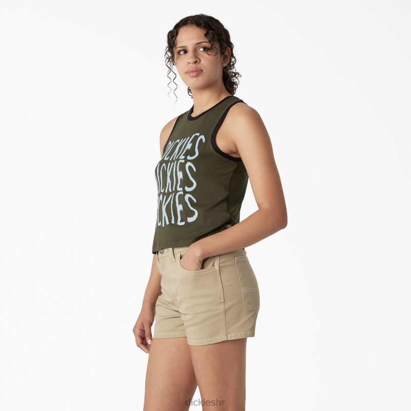 majica bez rukava sa sportskim grafičkim motivima žene Dickies vojno zelena (ml) 6BPL62149 odjeća