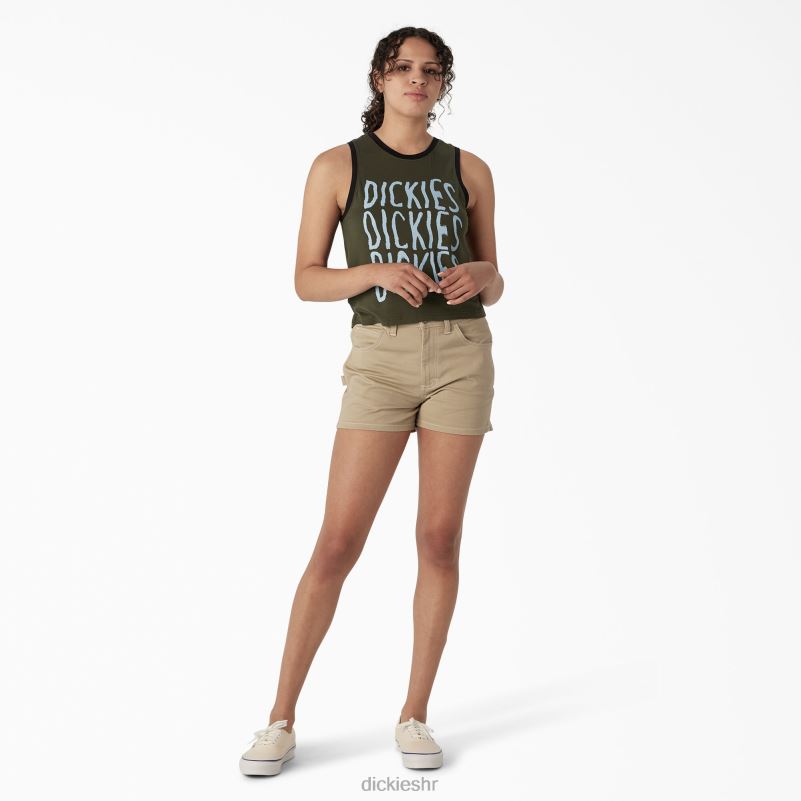 majica bez rukava sa sportskim grafičkim motivima žene Dickies vojno zelena (ml) 6BPL62149 odjeća