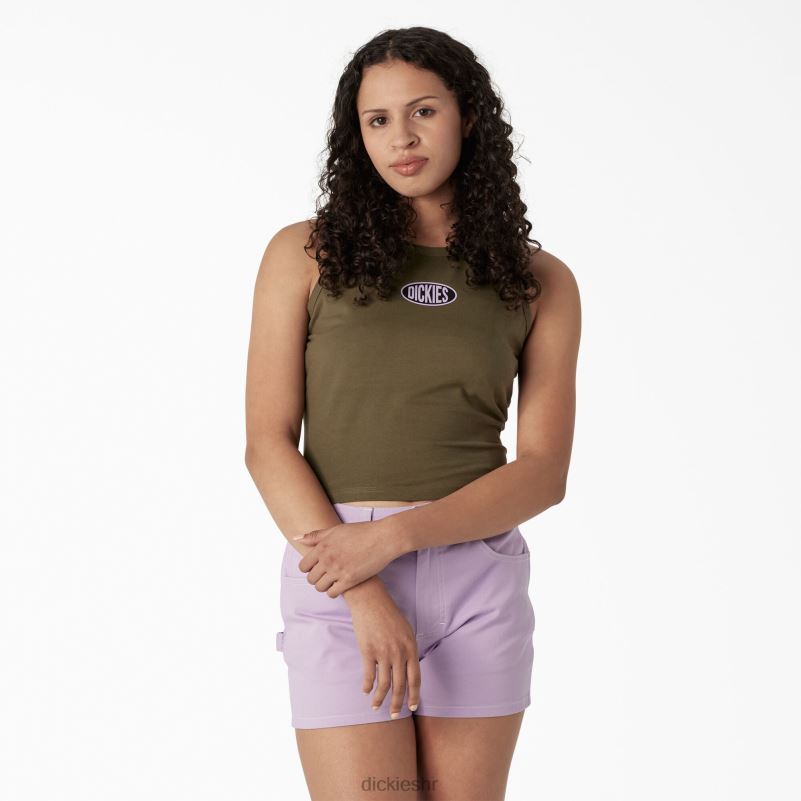 skraćena majica s trkaćim leđima žene Dickies vojno zelena (ml) 6BPL62172 odjeća
