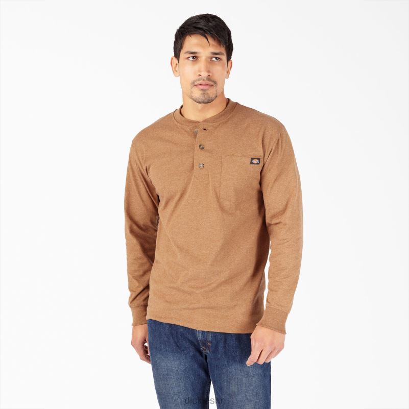 Heathered Heathered Heather T-shirt dugih rukava muškarci Dickies smeđi pačji vrijesak (bdh) 6BPL6774 odjeća