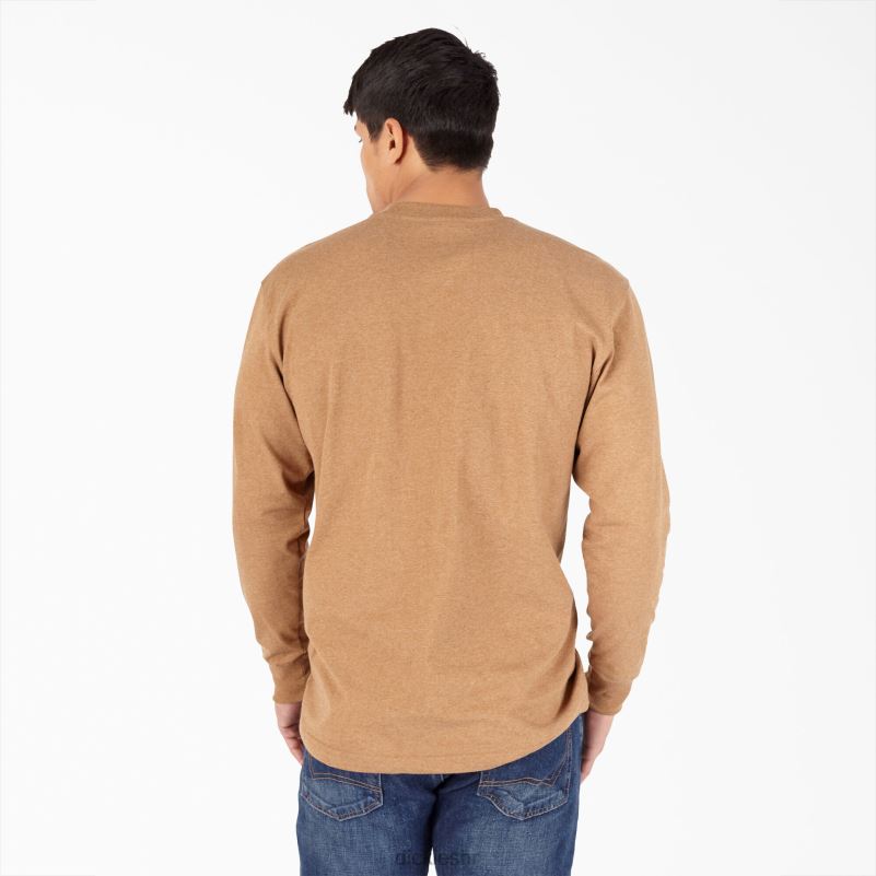 Heathered Heathered Heather T-shirt dugih rukava muškarci Dickies smeđi pačji vrijesak (bdh) 6BPL6774 odjeća
