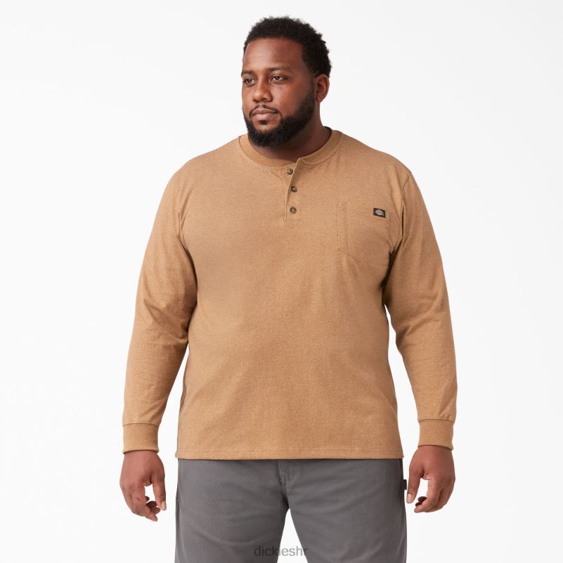 Heathered Heathered Heather T-shirt dugih rukava muškarci Dickies smeđi pačji vrijesak (bdh) 6BPL6774 odjeća