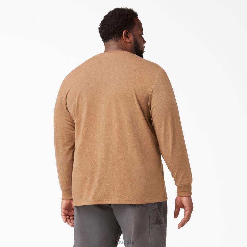 Heathered Heathered Heather T-shirt dugih rukava muškarci Dickies smeđi pačji vrijesak (bdh) 6BPL6774 odjeća