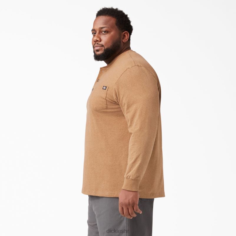 Heathered Heathered Heather T-shirt dugih rukava muškarci Dickies smeđi pačji vrijesak (bdh) 6BPL6774 odjeća