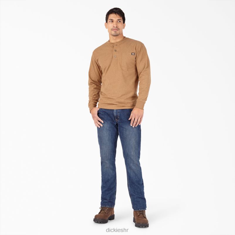 Heathered Heathered Heather T-shirt dugih rukava muškarci Dickies smeđi pačji vrijesak (bdh) 6BPL6774 odjeća