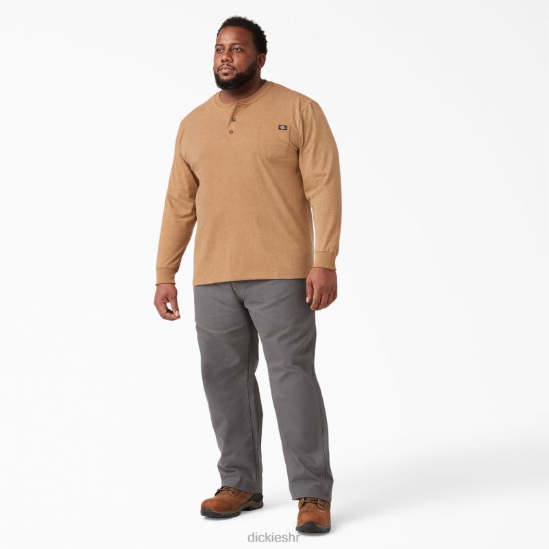 Heathered Heathered Heather T-shirt dugih rukava muškarci Dickies smeđi pačji vrijesak (bdh) 6BPL6774 odjeća