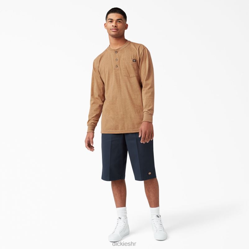 Heathered Heathered Heather T-shirt dugih rukava muškarci Dickies smeđi pačji vrijesak (bdh) 6BPL6774 odjeća