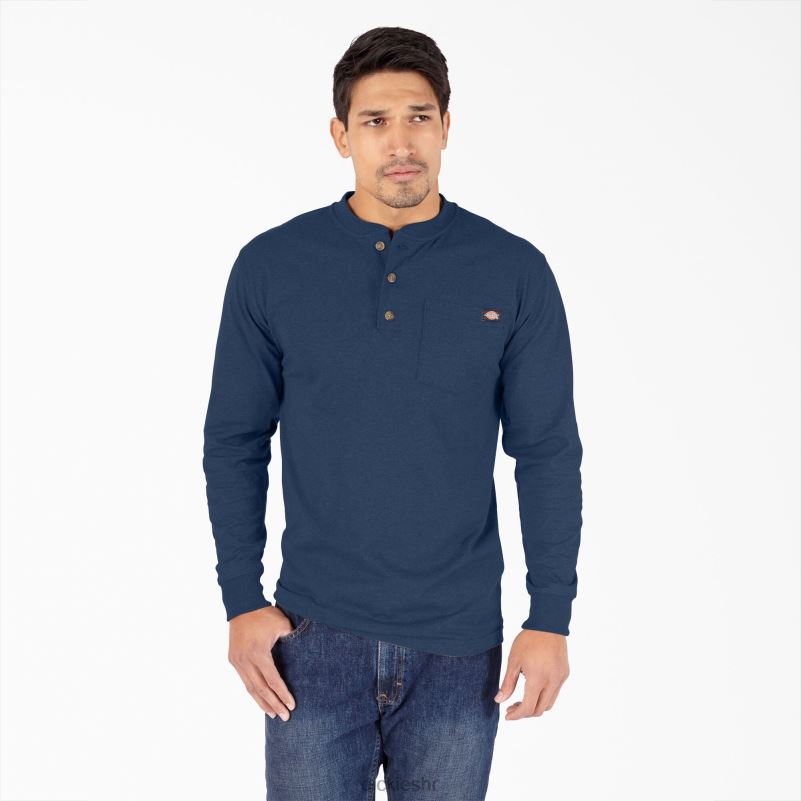 Heathered Heathered Heather T-shirt dugih rukava muškarci Dickies tamnoplavi vrijesak (dnh) 6BPL6775 odjeća