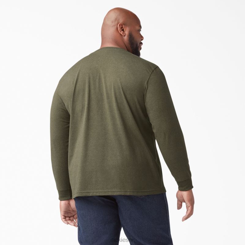 Heathered Heathered Heather T-shirt dugih rukava muškarci Dickies vojnički zeleni vrijesak (mld) 6BPL6776 odjeća