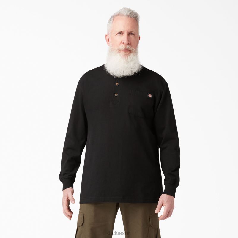 Henley majica dugih rukava teške kategorije muškarci Dickies crna (bk) 6BPL6693 odjeća
