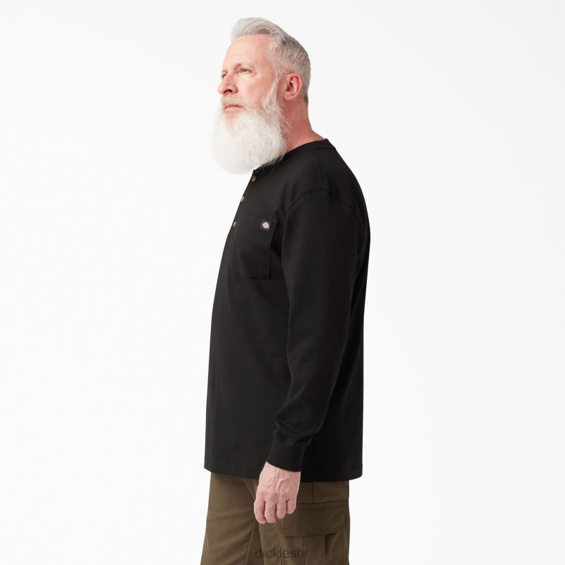Henley majica dugih rukava teške kategorije muškarci Dickies crna (bk) 6BPL6693 odjeća