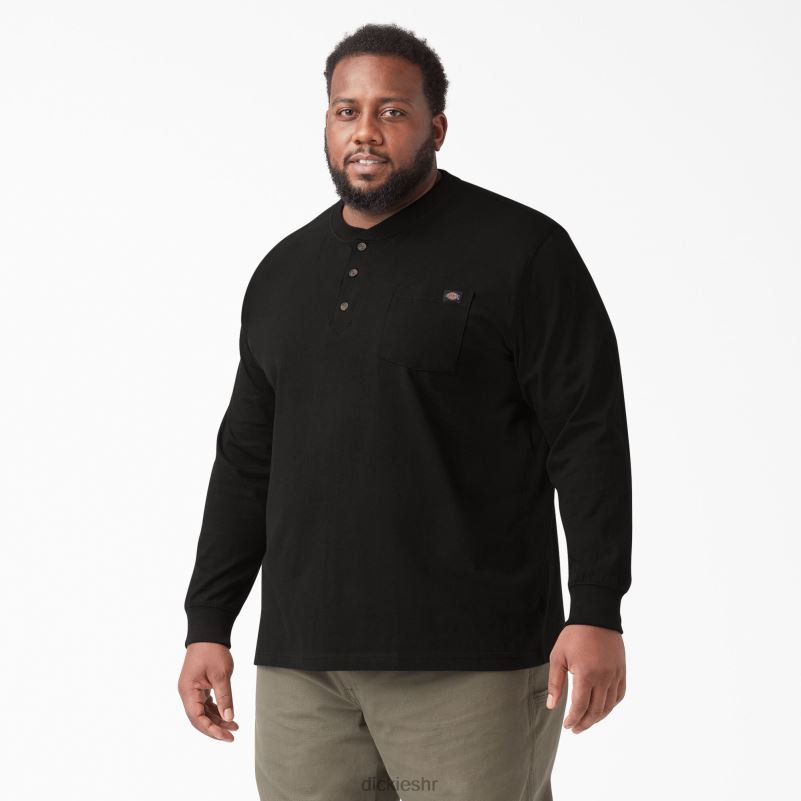 Henley majica dugih rukava teške kategorije muškarci Dickies crna (bk) 6BPL6693 odjeća