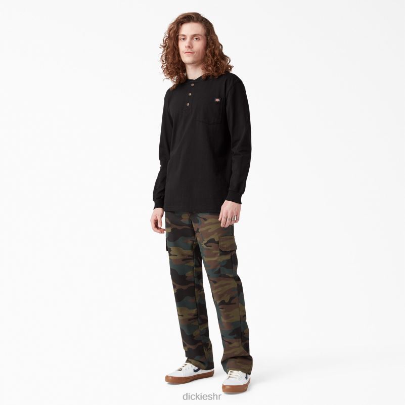 Henley majica dugih rukava teške kategorije muškarci Dickies crna (bk) 6BPL6693 odjeća