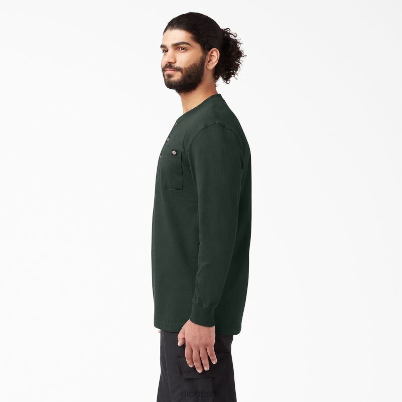 Henley majica dugih rukava teške kategorije muškarci Dickies lovačko zeleno (gh) 6BPL6697 odjeća