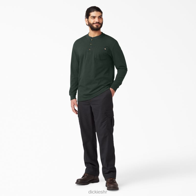 Henley majica dugih rukava teške kategorije muškarci Dickies lovačko zeleno (gh) 6BPL6697 odjeća