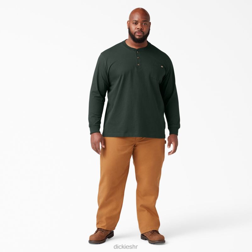 Henley majica dugih rukava teške kategorije muškarci Dickies lovačko zeleno (gh) 6BPL6697 odjeća