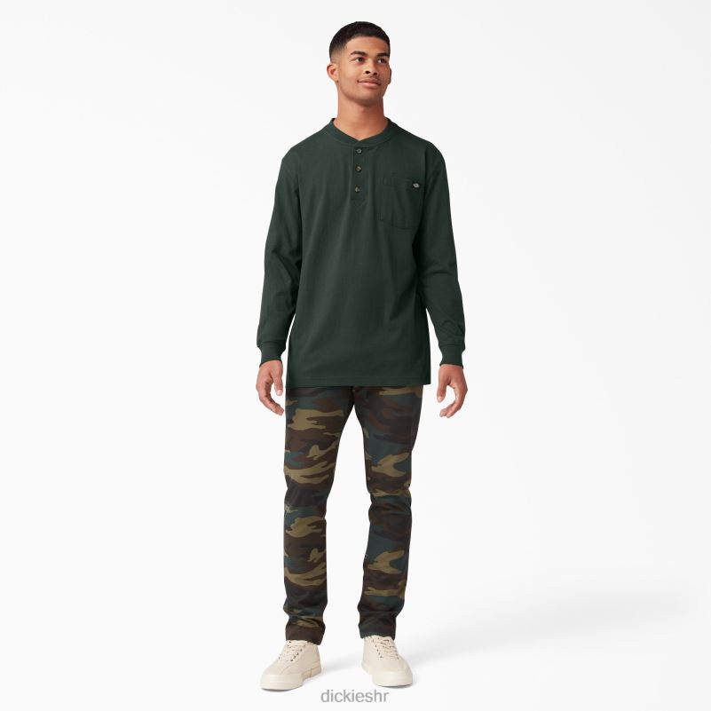 Henley majica dugih rukava teške kategorije muškarci Dickies lovačko zeleno (gh) 6BPL6697 odjeća
