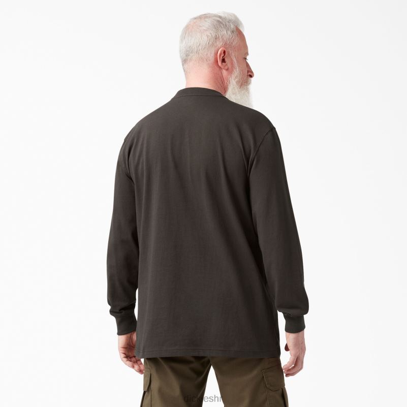 Henley majica dugih rukava teške kategorije muškarci Dickies čokoladno smeđa (cb) 6BPL6694 odjeća