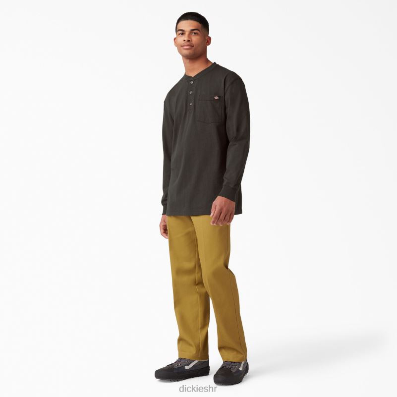 Henley majica dugih rukava teške kategorije muškarci Dickies čokoladno smeđa (cb) 6BPL6694 odjeća