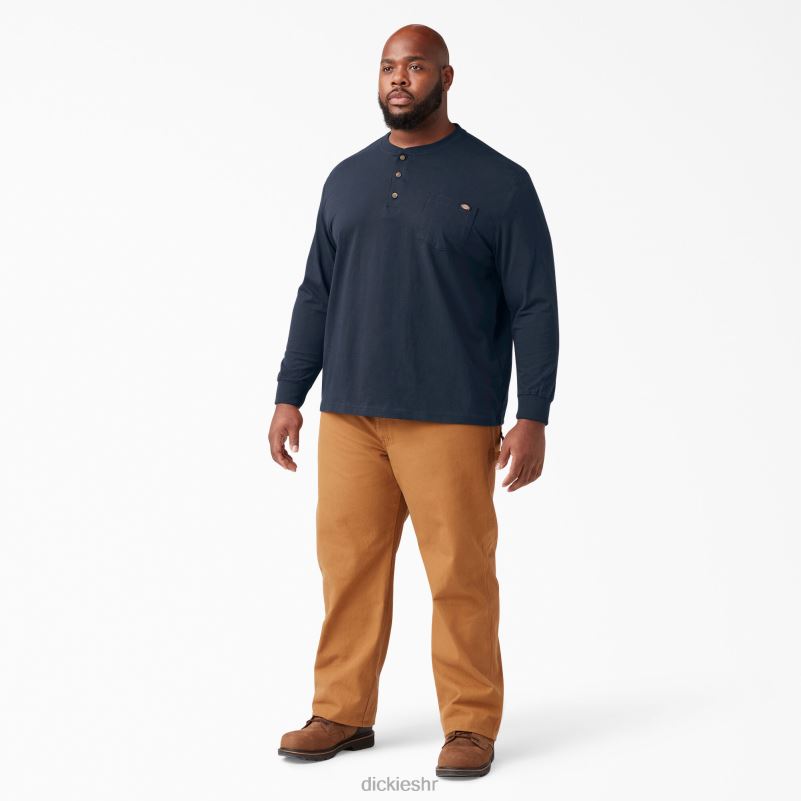 Henley majica dugih rukava teške kategorije muškarci Dickies tamnoplava (dn) 6BPL6695 odjeća