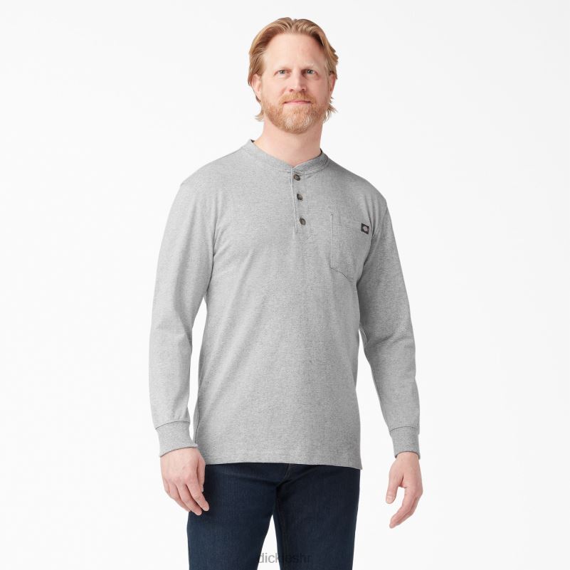 Henley majica dugih rukava teške kategorije muškarci Dickies vrijesak sivi (hg) 6BPL6698 odjeća