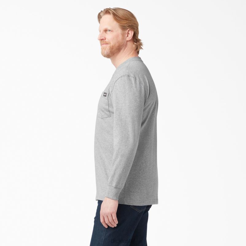 Henley majica dugih rukava teške kategorije muškarci Dickies vrijesak sivi (hg) 6BPL6698 odjeća