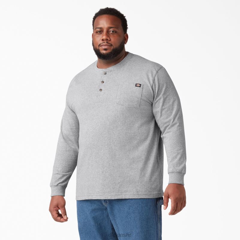 Henley majica dugih rukava teške kategorije muškarci Dickies vrijesak sivi (hg) 6BPL6698 odjeća