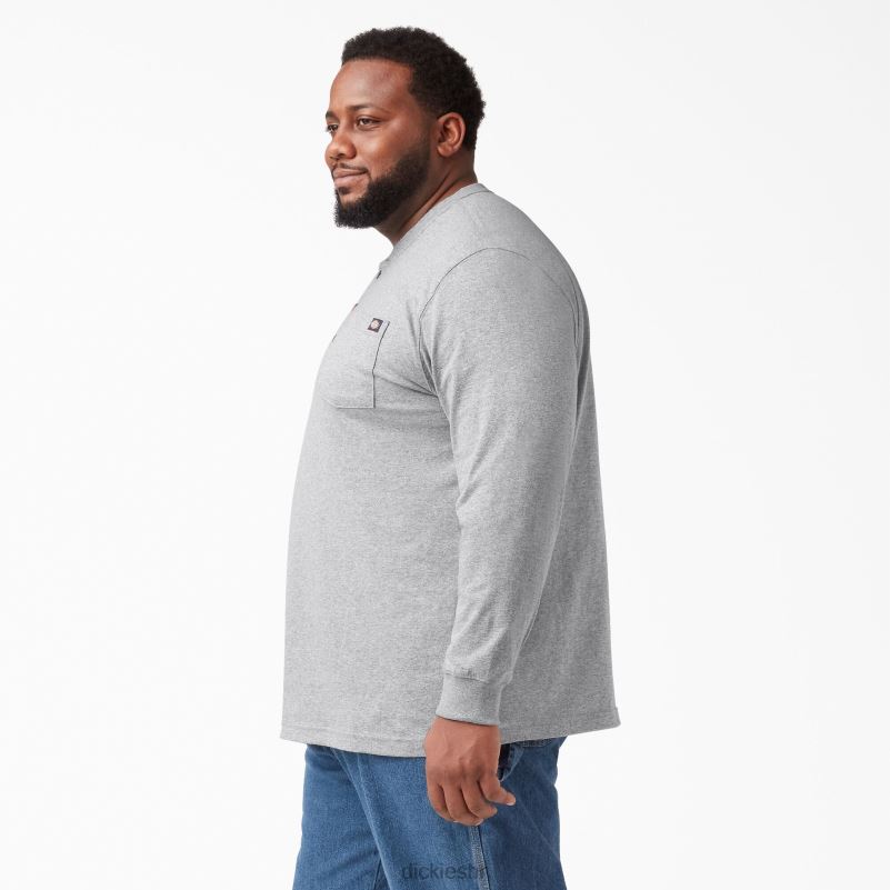 Henley majica dugih rukava teške kategorije muškarci Dickies vrijesak sivi (hg) 6BPL6698 odjeća
