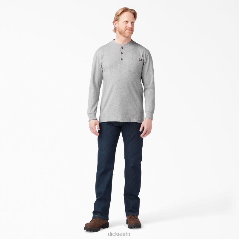 Henley majica dugih rukava teške kategorije muškarci Dickies vrijesak sivi (hg) 6BPL6698 odjeća