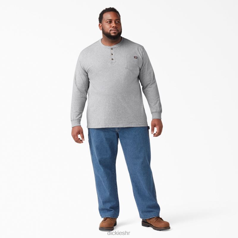 Henley majica dugih rukava teške kategorije muškarci Dickies vrijesak sivi (hg) 6BPL6698 odjeća