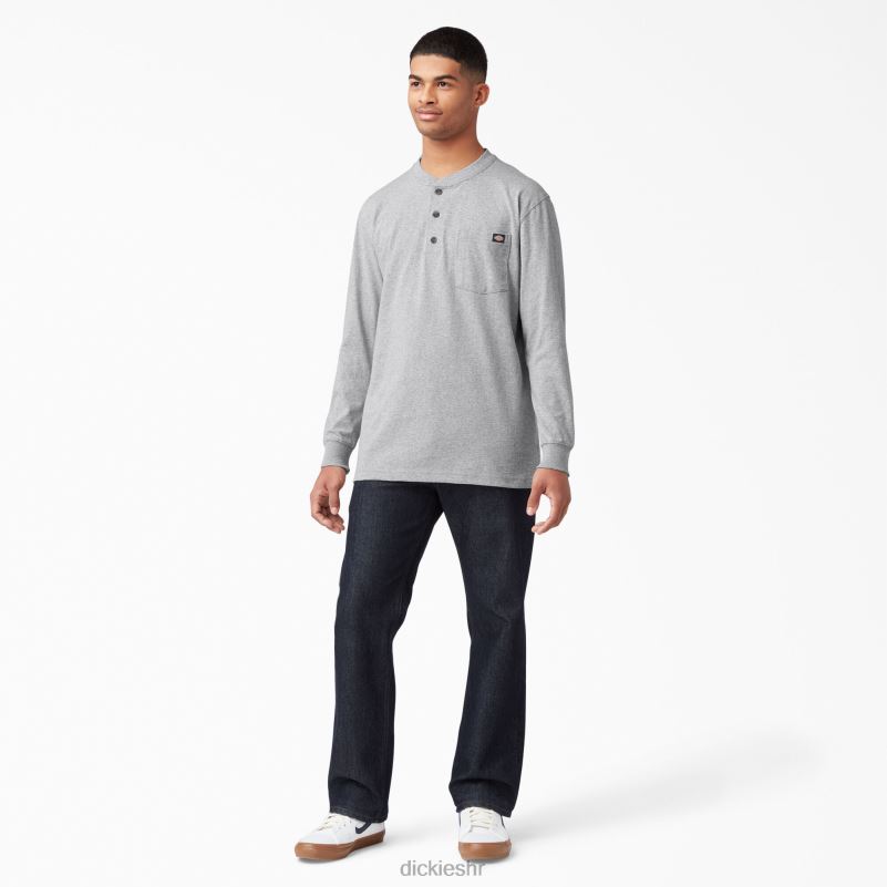 Henley majica dugih rukava teške kategorije muškarci Dickies vrijesak sivi (hg) 6BPL6698 odjeća